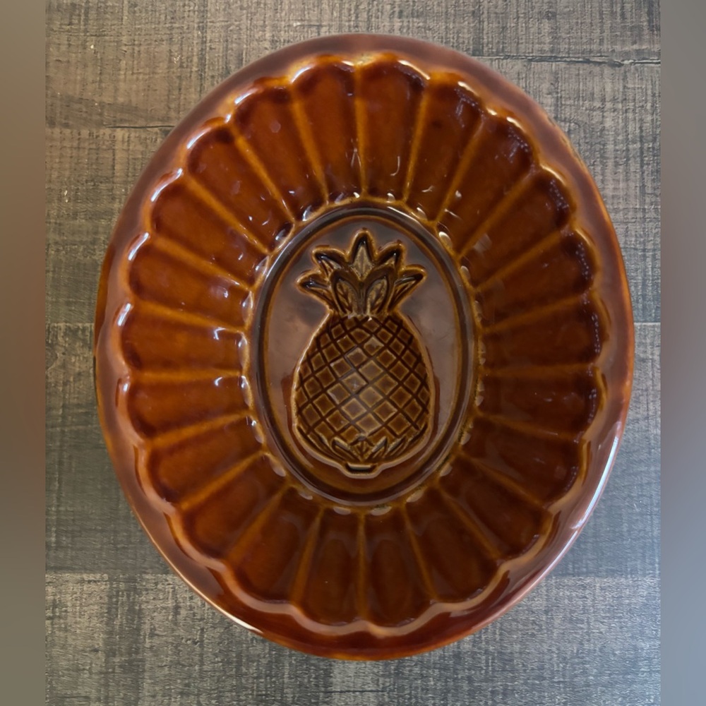 Vintage Williams Sonoma Brown Ceramic Glazed Pineapple Cranberry Jello Mold